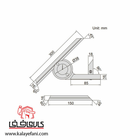 زاویه سنج اینسایز 360 - 0 درجه ساعتی مدل 360-2373