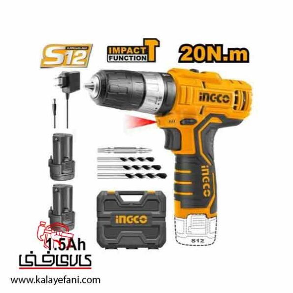 دریل پیچ گوشتی شارژی اینکو مدل CIDLI12201 چکشی دو سرعته